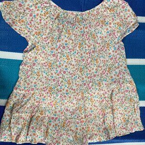 Counterparts X-Large Women's Pink/Orange/Blue Floral Short Flutter Sleeve